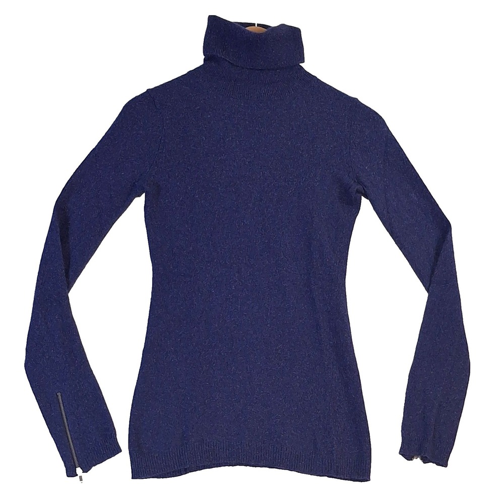 Theory‎ Sweater Womens Small Purple Turtleneck Cashmere Silk Zip Cuffs